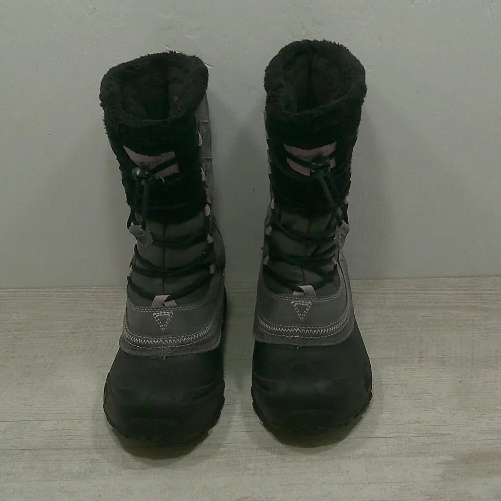 The North Face Shellista Lace up Gray Pink Waterproof Winter Snow Boot Size 3